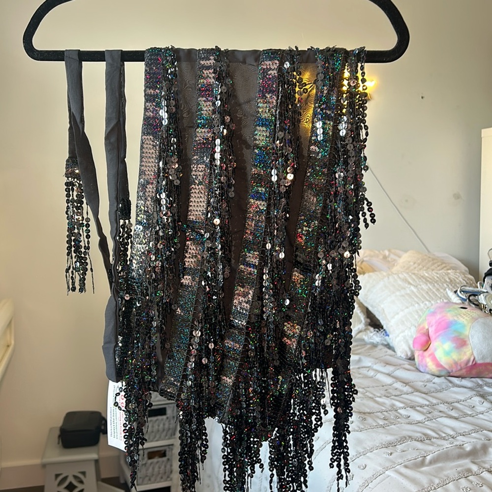 Sequins tie skirt